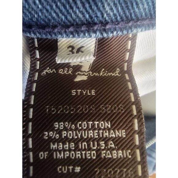 7 For All Mankind Men's Blue Mid Rise Zip Fly Bootcut Denim Jeans Size 36 - Picture 6 of 6